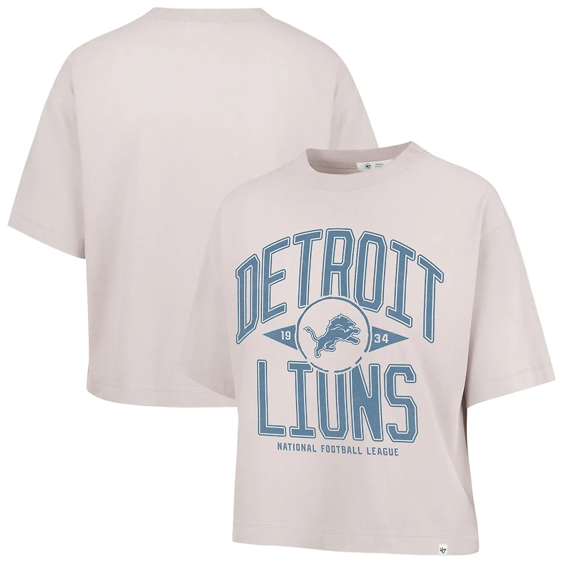Women's '47 Natural Detroit Lions Cropped Windthrow Ravine T-Shirt