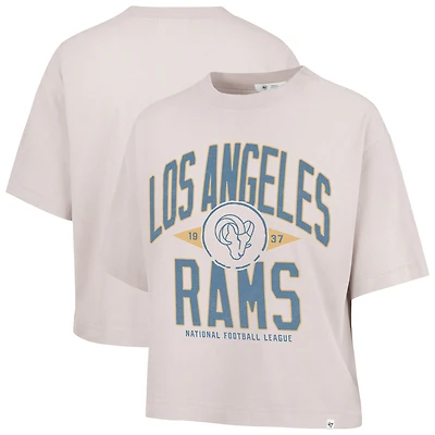 Women's '47 Natural Los Angeles Rams Cropped Windthrow Ravine T-Shirt