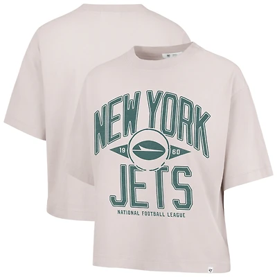 Women's '47 Natural New York Jets Cropped Windthrow Ravine T-Shirt