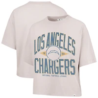 Women's '47 Natural Los Angeles Chargers Cropped Windthrow Ravine T-Shirt