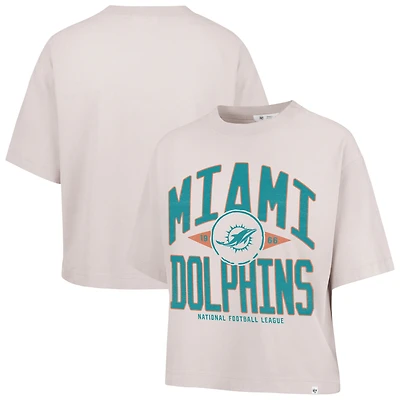 Women's '47 Natural Miami Dolphins Cropped Windthrow Ravine T-Shirt