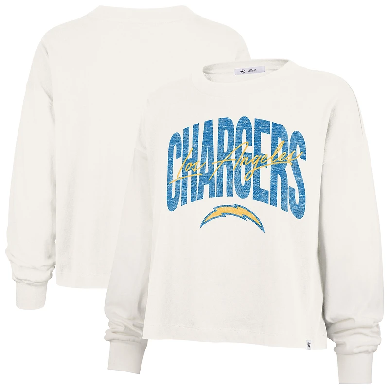 Women's '47 Cream Los Angeles Chargers Muse Sydney Long Sleeve T-Shirt