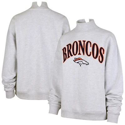 Women's '47 Heather Gray Denver Broncos Vantage Mock Neck Pullover Sweatshirt