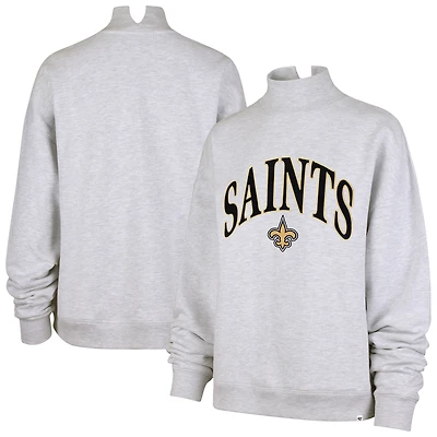 Women's '47 Heather Gray New Orleans Saints Vantage Mock Neck Pullover Sweatshirt
