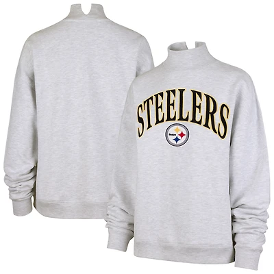 Women's '47 Heather Gray Pittsburgh Steelers Vantage Mock Neck Pullover Sweatshirt