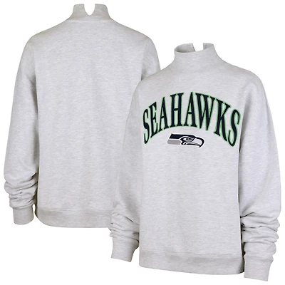 Women's '47 Heather Gray Seattle Seahawks Vantage Mock Neck Pullover Sweatshirt