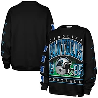 Women's '47  Black Carolina Panthers Go Big Oversized Pullover Sweatshirt