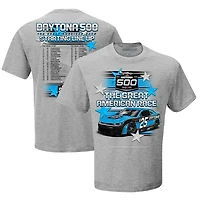 Men's Checkered Flag Sports Gray Daytona International Speedway 2025 Daytona 500 Starting Lineup T-Shirt