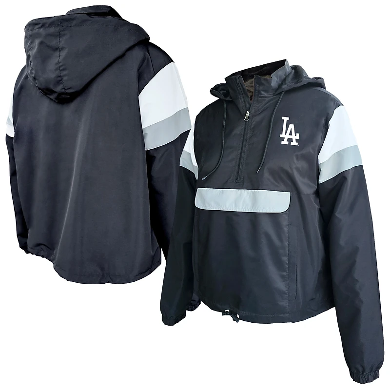Women's Profile Black Los Angeles Dodgers Plus Anorak Hoodie Quarter-Zip Pullover