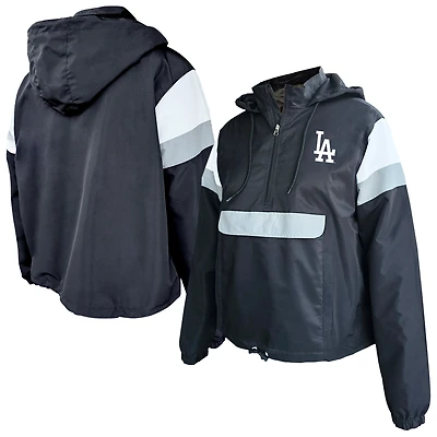 Women's Profile Black Los Angeles Dodgers Plus Anorak Hoodie Quarter-Zip Pullover