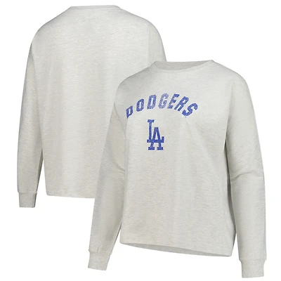 Women's Profile  Heather Gray Los Angeles Dodgers Plus French Terry Pullover Sweatshirt