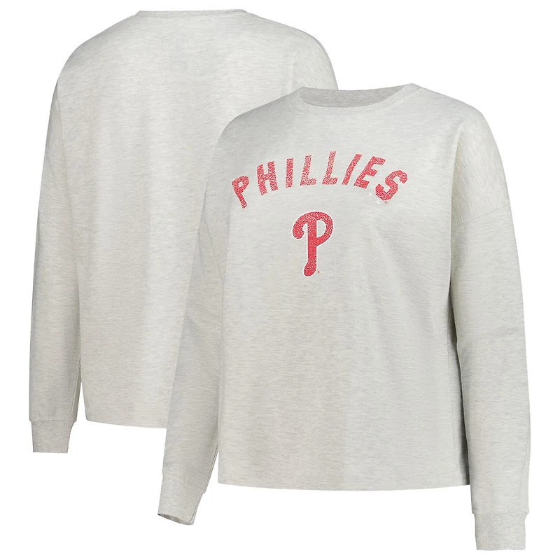 Women's Profile  Heather Gray Philadelphia Phillies Plus French Terry Pullover Sweatshirt