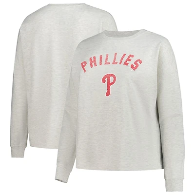 Women's Profile  Heather Gray Philadelphia Phillies Plus French Terry Pullover Sweatshirt