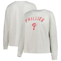 Women's Profile  Heather Gray Philadelphia Phillies Plus French Terry Pullover Sweatshirt
