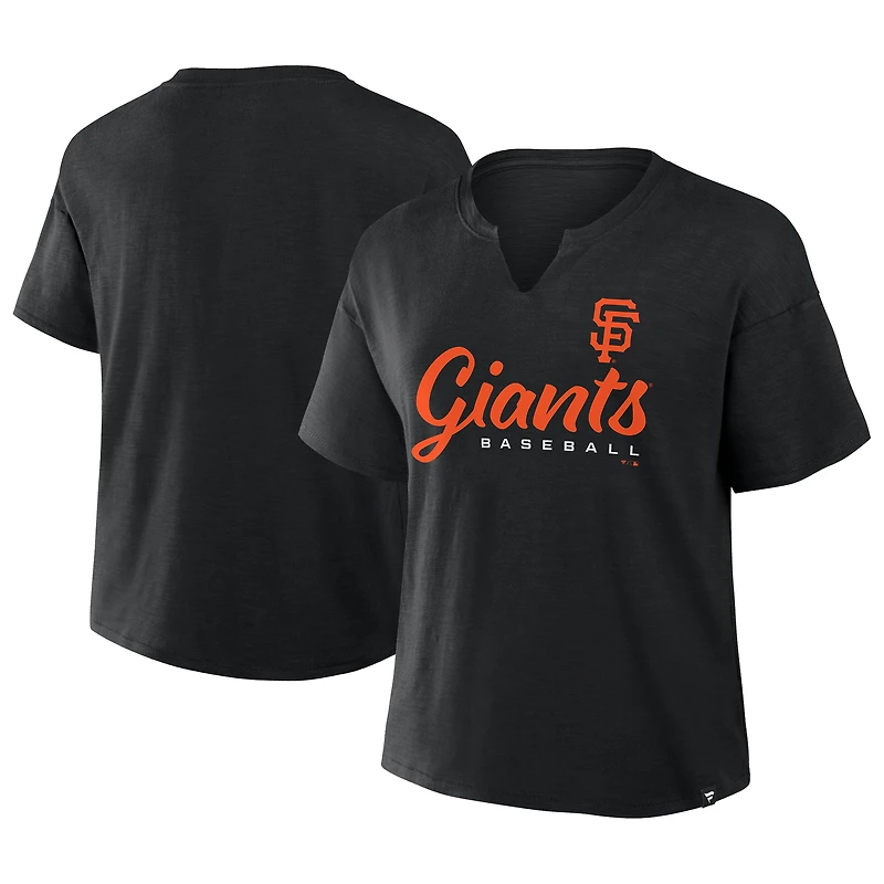 Women's Profile  Black San Francisco Giants Plus Size Wordmark Notch Neck T-Shirt