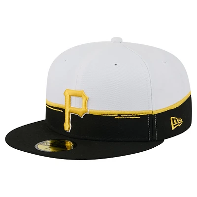 Men's New Era  Black/White Pittsburgh Pirates Paint Stroke 59FIFTY Fitted Hat