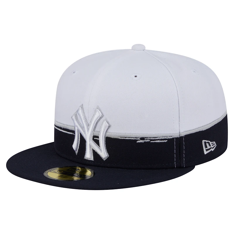 Men's New Era  Navy/White New York Yankees Paint Stroke 59FIFTY Fitted Hat