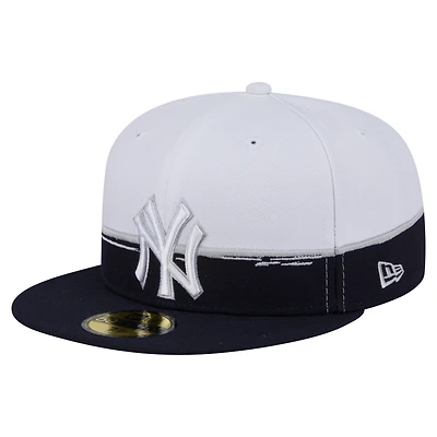 Men's New Era  Navy/White New York Yankees Paint Stroke 59FIFTY Fitted Hat