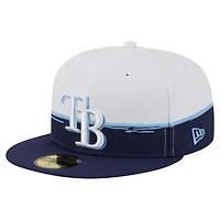 Men's New Era  Navy/White Tampa Bay Rays Paint Stroke 59FIFTY Fitted Hat