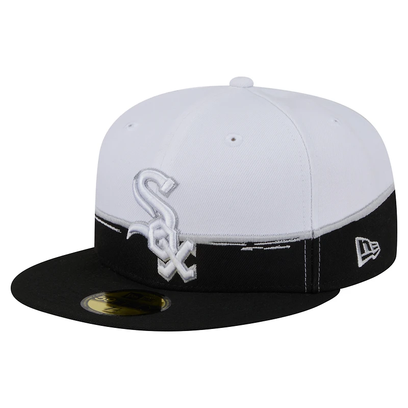 Men's New Era Black/White Chicago White Sox Paint Stroke 59FIFTY Fitted Hat