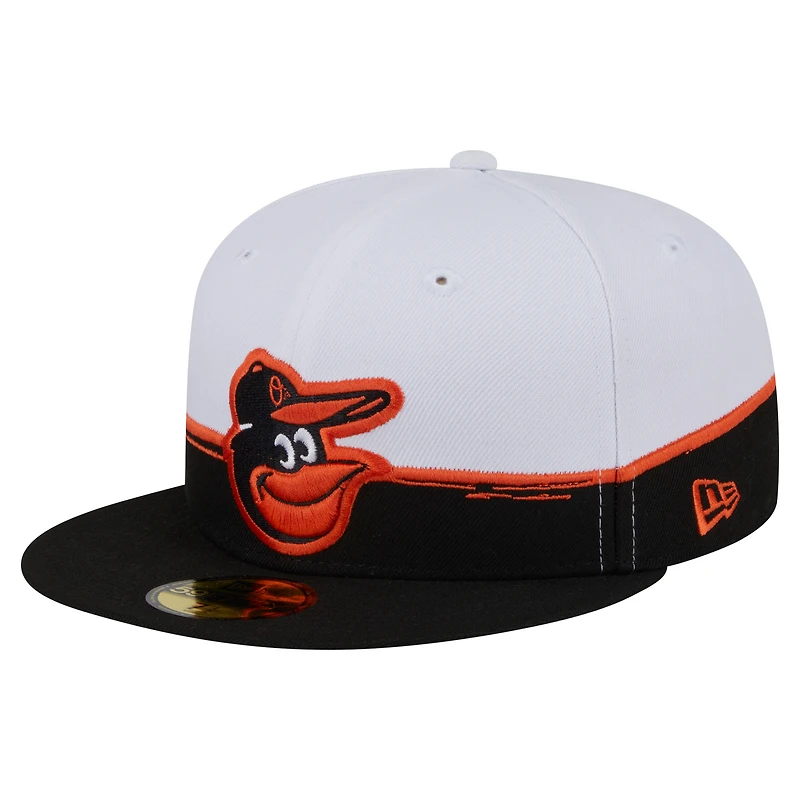 Men's New Era Black/White Baltimore Orioles Paint Stroke 59FIFTY Fitted Hat