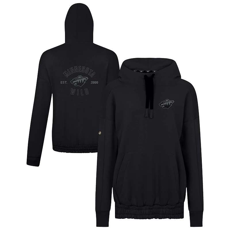 Women's Levelwear Black Minnesota Wild Waterfall Nightfall Pullover Hoodie