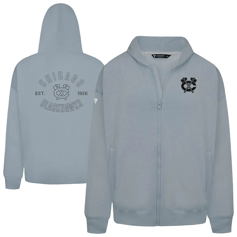 Men's Levelwear  Gray Chicago Blackhawks Uphill Abyssal Full-Zip Hoodie