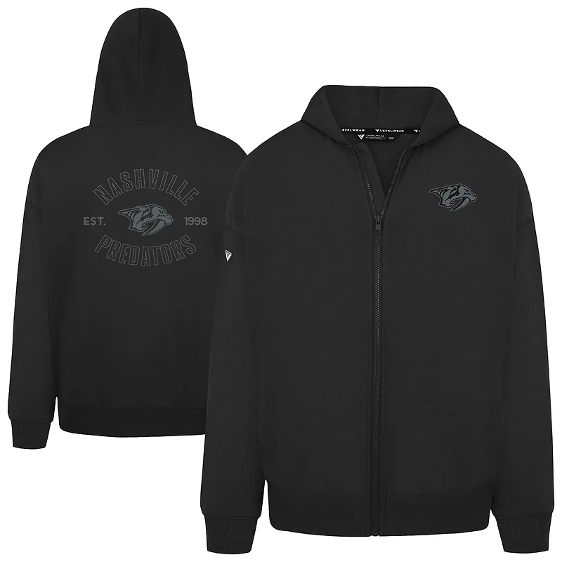 Men's Levelwear Black Nashville Predators Uphill Abyssal Full-Zip Hoodie