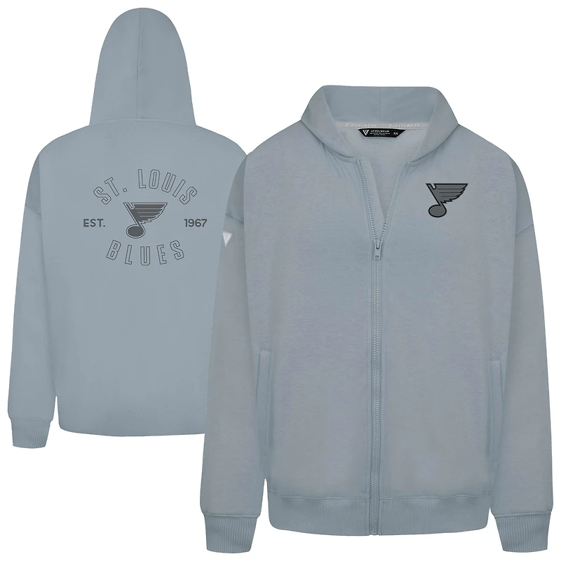 Men's Levelwear  Gray St. Louis Blues Uphill Abyssal Full-Zip Hoodie