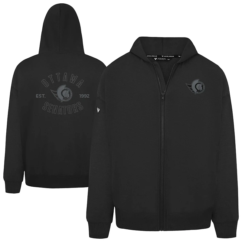 Men's Levelwear  Black Ottawa Senators Uphill Abyssal Full-Zip Hoodie