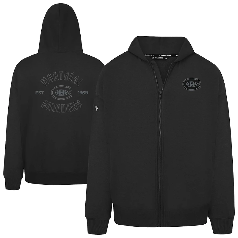 Men's Levelwear  Black Montreal Canadiens Uphill Abyssal Full-Zip Hoodie