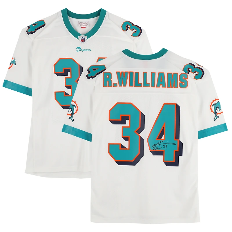 Ricky Williams Miami Dolphins Autographed Mitchell & Ness White Replica Jersey