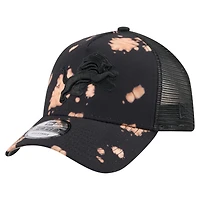 Men's New Era Black Detroit Lions Bleached A-Frame 9FORTY Trucker Adjustable Hat