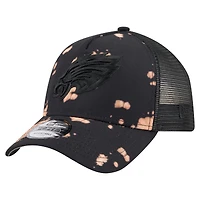 Men's New Era Black Philadelphia Eagles Bleached 9FORTY A-Frame Adjustable Hat
