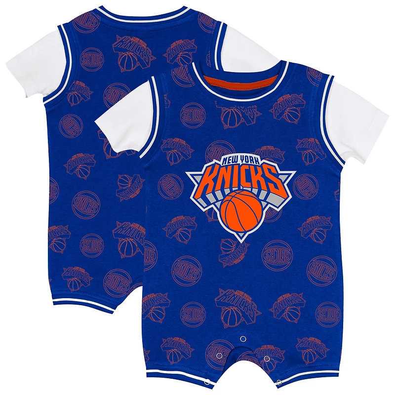 Infant Outerstuff Blue New York Knicks Logo Mania Romper