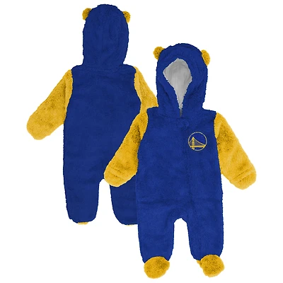 Infant & Newborn Outerstuff Royal Golden State Warriors Stay Napping Fleece Bunting Full-Zip Sleeper