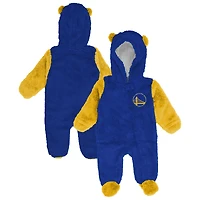 Infant & Newborn Outerstuff Royal Golden State Warriors Stay Napping Fleece Bunting Full-Zip Sleeper