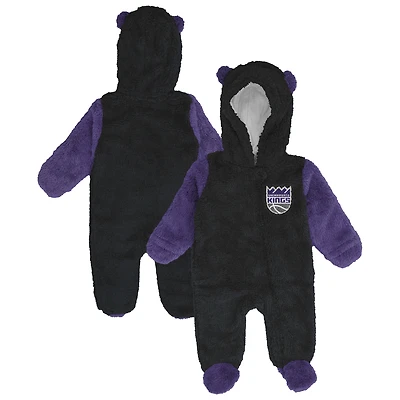 Infant & Newborn Outerstuff Black Sacramento Kings Stay Napping Fleece Bunting Full-Zip Sleeper