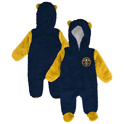 Infant & Newborn Outerstuff Navy Denver Nuggets Stay Napping Fleece Bunting Full-Zip Sleeper
