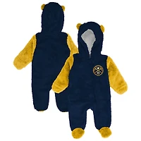 Infant & Newborn Outerstuff Navy Denver Nuggets Stay Napping Fleece Bunting Full-Zip Sleeper