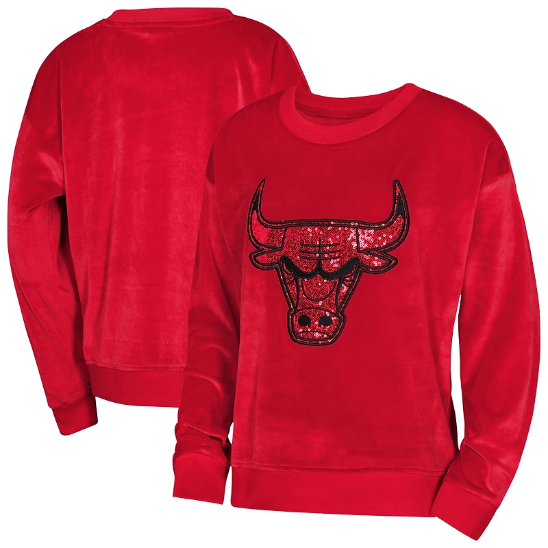 Youth Girls Outerstuff Red Chicago Bulls Step Back Crewneck Sweatshirt