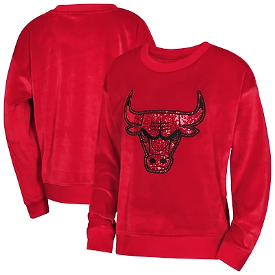 Youth Girls Outerstuff  Red Chicago Bulls Step Back Crewneck Sweatshirt