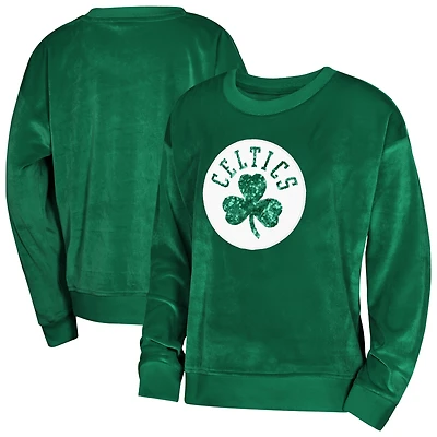 Youth Girls Outerstuff  Kelly Green Boston Celtics Step Back Crewneck Sweatshirt