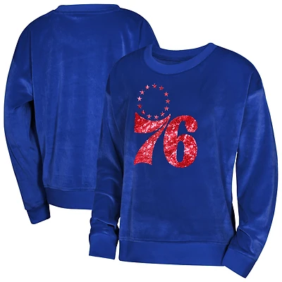 Youth Girls Outerstuff  Royal Philadelphia 76ers Step Back Crewneck Sweatshirt