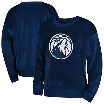 Youth Girls Outerstuff  Navy Minnesota Timberwolves Step Back Crewneck Sweatshirt