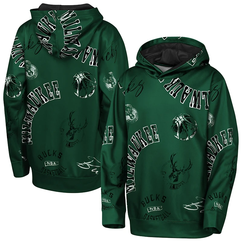 Youth Outerstuff Hunter Green Milwaukee Bucks Moving Violation Hoodie