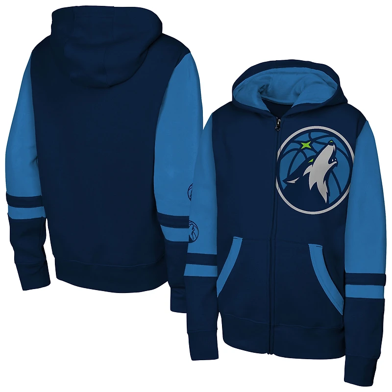 Youth Outerstuff Navy Minnesota Timberwolves Straight to the League Full-Zip Hoodie