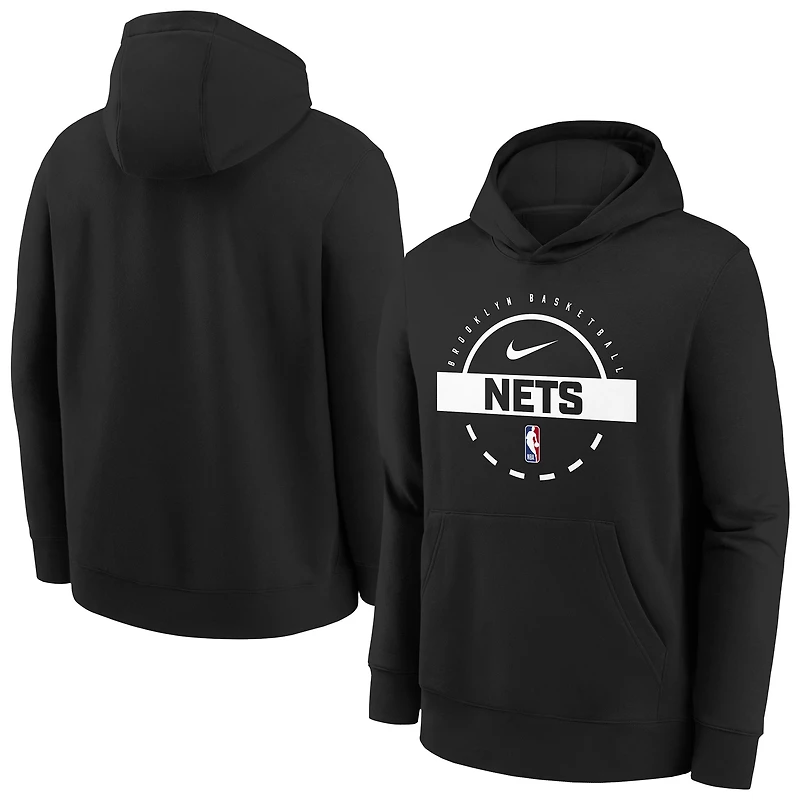 Youth Nike Black Brooklyn Nets 2025/26 Club Fleece Practice Hoodie