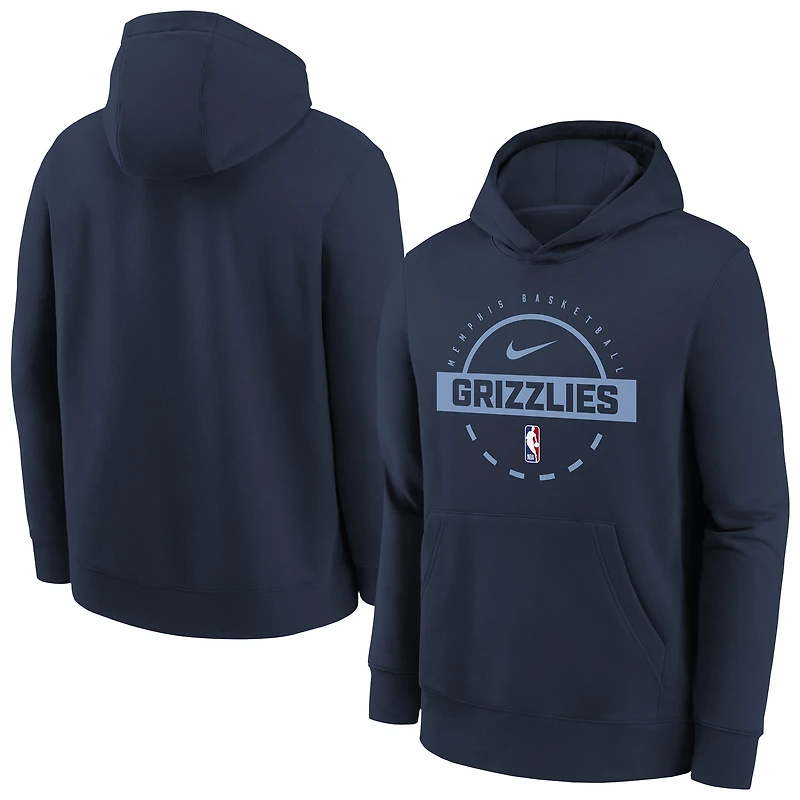 Youth Nike Navy Memphis Grizzlies 2025/26 Club Fleece Practice Hoodie