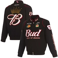 Men's JH Design Black Dale Earnhardt Jr. Budweiser Full-Snap Twill Jacket